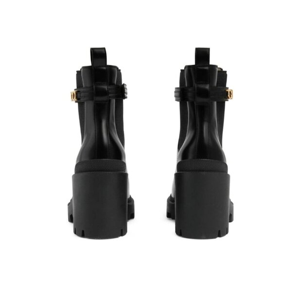 Gucci Trip Ankle Logo Plaque Boots Womens 41.5 11.5 Black Leather Chelsea Combat - Picture 11 of 15